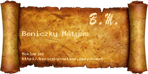 Beniczky Mátyás névjegykártya